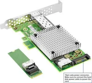 JAENFONG M.2 to 10GbE SFP+ NIC, Single SFP+ Port with In-tel 82599 chip, M.2 + M Key + SFF-8087 with 35cm(13.7in) Cable, 10 Gigabit Network Card for Windows, Linux, UEFI