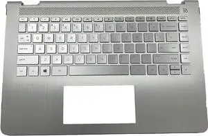 Replacement Laptop Upper Case Palmrest Backlit Keyboard Assembly Part for HP Pavilion 14-BA 14T-BA 924115-001 Sliver