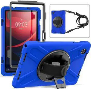 JAENFONG Case for Tab M11 11" 2024 Model TB-330FU for Kids | Heavy Duty Rugged Case with Swivel Stand Hand Strap Shoulder Strap for M11 Tablet | Blue