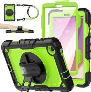 JAENFONG for Tab M8 (4th Gen) 8 inch Case 2023 (TB-300FU/TB-300XU) with Screen Protector, 360° Rotate Stand&Strap, Pen Holder Drop-Proof Protection Case for Tab M8 4th (Green+Black)