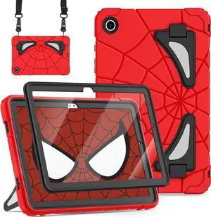 JAENFONG Galaxy Tab A9 Plus Case Galaxy Tab A9 Plus 11 Case Kids 2023 Tablet Cases with Screen Protector Stand Thickned Cornor Impact Protection Tab A9+ Case 11 Inch, Red Black