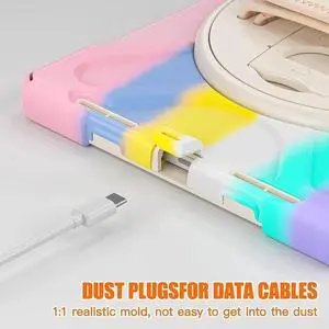 JAENFONG iPad 10th Generation Case 10.9'' 2022 New Released, iPad 10th Generation 10.9 Rugged Shockproof Case with Pencil Holder Kickstand Hand Strap and Shoulder Strap, Colorful Pink