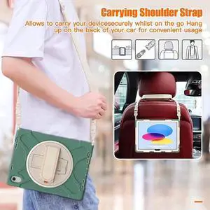 JAENFONG iPad 10th Generation Case 10.9'' 2022 New Released, iPad 10th Generation 10.9 Rugged Shockproof Case with Pencil Holder Kickstand Hand Strap and Shoulder Strap, Emerald Green