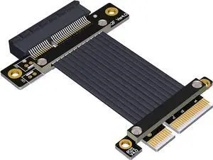 PCIe 4X to 4X Riser Cable GEN4 PCI-Express 4.0 X4 Extension Cable 90/180 Degree GPU Riser Vertical Mount for USB Adapter Network Card Capture Card Bitcoin Miner (25CM,R22SF)