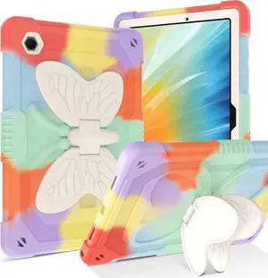 JAENFONG for Galaxy Tab A8 10.5 Case with Butterfly Wings Kickstand Kids Girls Hard Shockproof Protective Smart Tablet Cover for Samsung Galaxy Tab A8 10.5 Inch 2022 [SM-X200/X205/X207],Colorful Red