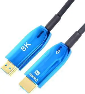 8K@60HZ Optical Fiber DP Cable 32Gbps/48Gbps 250mw High Speed Silicon Line Chip (4:4:4 HDR/RGB eARC HiFi) Compatible with HDMI Device Computer PS4/3 UHD TV Xbox One Projector (2.1 Version,15m)