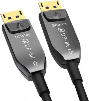 8K@60HZ Optical Fiber DP Cable 32Gbps/48Gbps 250mw High Speed Silicon Line Chip (4:4:4 HDR/RGB eARC HiFi) Compatible with HDMI Device Computer PS4/3 UHD TV Xbox One Projector (1.4 Version,10m)