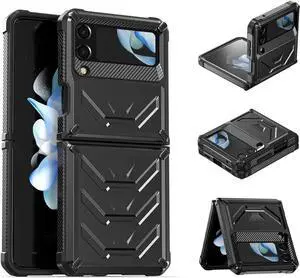 Case for Samsung Galaxy Z Fold 4 (2022), Hinge Protection Military Grade Shockproof Armor Case with Built-in 360° Rotating Ring Kickstand and Built-in S Pen Slot for Galaxy Z Fold4 5G, Black