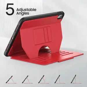 JAENFONG Strong Magnetic Case for iPad 10th Generation 10.9 inch, Protective Cover with Auto Wake/Sleep, Multi-Angle Stand, Pencil Holder, Card Slots for iPad 10th Gen Case (Red)