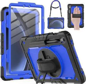 JAENFONG Protective for Galaxy Tab S9 / S9 FE 5G Case with Hand Strap/Screen Protector/Pen Holder, Heavy Duty Shockproof Galaxy S9 FE Tablet Case 10.9 / 11, Blue