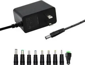 5V 2A 1A 0.8A 0.5A Power Supply Adapter 10W Universal AC/DC Adapter 100-240V AC to DC 5V Power Cord Converter with 9 Interchangeable Jacks Plug for USB Hub TV Box Router Camera etc (1 Pack)
