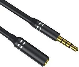 3.5mm Headphone Extension Cable (6Ft/1.8M) 4 Pole Hi-Fi Sound Audio Cable Male to Female AUX Cord Auxiliary Stereo Extender for Speakers PC MP3 and All 3.5 mm Enabled Devices (1 Pack - Black)