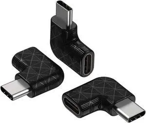 USB C Right Angle Adapter 90 Degree USB C to USB Type-C Male to Female Adapter (3 Pack). Support USB-C 3.1 PD 100W Quick Charge 10Gb/s Data Transfer for Laptop & Tablet & Mobile Phone -Black