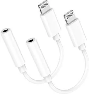 [ MFi Certified]2 Pack iPhone Headphone Adapter Lightning to 3.5 mm Headphone/Earphones Dongle Jack Adapter Audio Aux Cable Converter Compatible with iPhone14 13 12 11 XS XR X 8 7 Support All iOS