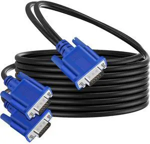 VGA Splitter Cable (No Screen Extension) 1 Male to 2 Male Dual Monitor Y Adapter 1080P Full HD for projectors HDTVs Monitors (5 Feet) - Only for Screen Duplication - Work for Identical Monitor