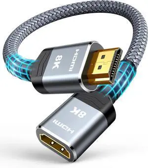 8K 4K HDMI Extender HDMI Extension Cable 2.1 4K@30Hz/ 60Hz/ 120Hz Ultra high Speed HDMI Male to Female Adapter Compatible with Xbox PS5 PS4 TV Stick Blu Ray Player HDTV Laptop PC 1FT