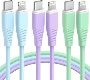 3 Pack 6 FT USB C to Lightning Cable MFi Certified iPhone Charger Fast Charging Type C to Lightning Cable Fast Charging Cord Compatible with iPhone 14 13 12 11 X 8 Pro Max Plus and More