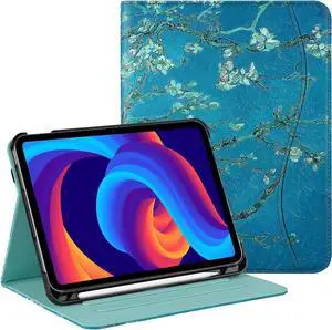 Protective Case for iPad (A16) 11th Generation 11 Inch (2025) & iPad 10th Generation 10.9 Inch (2022) Multi-Angle Viewing Stand Cover with Pen Holder & Pocket for iPad 11 inch Apricot Flower