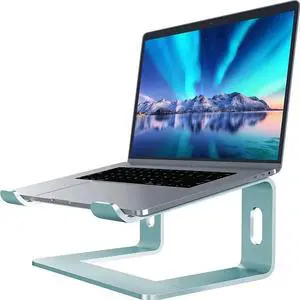 JAENFONG Laptop Stand, Aluminum Computer Riser, Ergonomic Laptops Elevator for Desk, Metal Holder Compatible with 10 to 15.6 Inches Notebook Computer, Aquamarine
