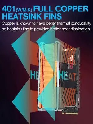 JAENFONG JEYI Q150 M.2 HeatSink, Cooper Fins with Aluminum Frame Passive Heat Sinks - Finscold Q150-1.7mm / 0.68"