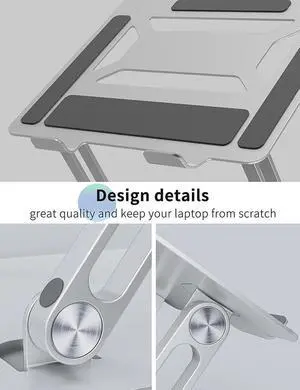 JAENFONG Laptop Stand for Desk with Stable Heavy Base, Adjustable Height Multi-Angle, Ergonomic Metal Riser Holder, Foldable Mount Elevator, Compatible with 10 to 15.6 Inches PC Computer, Silver