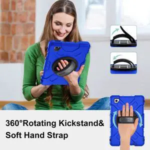 JAENFONG Case for Galaxy Tab A7 Lite, Military Grade Heavy Duty Shockproof Case with Hand/Shoulder Strap Rotating Kickstand for Samsung Galaxy Tab A7 Lite 8.7 Inch 2021,Blue