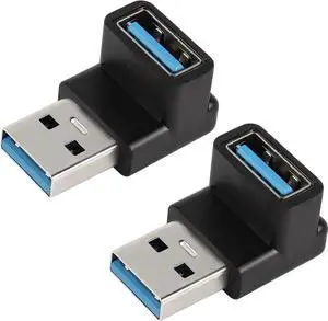90 Degree USB 3.1 Adapter USB A Male to Female Right Angle Connector 10Gbps USB Type A 3.1 Data Transfer Converter Coupler OTG for PC Laptop Power Bnak 2Pcs