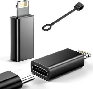 MFi Certified 27W USB C to Lightning Adapter (2 Pack) - Fast Charging Data Sync Lightning to USB Type C Cable Adapter for iPhone14/13/12 Series iPad AirPods with Anti-Lost Loop Not for Audio/OTG