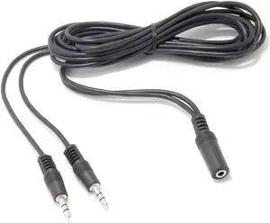 3.5mm Stereo Female to 2-Male Y-Splitter Audio Cable 2M 1/8 Female to 2 Dual 1/8 Male Aux Mic Splitter Jack Cable for Speaker Headphones PC Laptop Aluminum Connector
