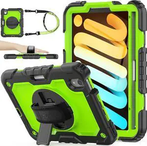 Pad 10th Generation Case 10.9", Full-Body Drop Protection Case with Screen Protector Pen Holder [360° Rotate Hand Strap/Stand] for Pad 10th Generation 10.9 inch 2022 (Yellowish+Pink)