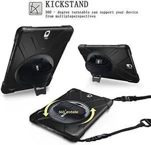 Samsung Galaxy Tab A 9.7 Case, Heavy Duty Shockproof 3-Layer Full Protection Rugged Hybrid Defender Armour for Samsung Tab A 9.7 Inch SM-T550/ P550-Kids Students Workmen Builders CaseBlack