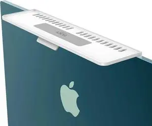 JAENFONG Monitor Top Shelf for TV, No Drill Adjustable Computer Monitor Top TV Shelf Mount, Space Saving Screen Top Shelf for Cable Box,Streaming Devices,Router and Home Decor, White