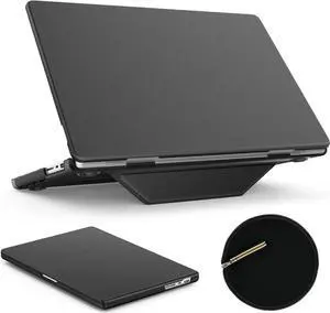 JAENFONG Case for MacBook Pro 16 inch 2024-2021 A3403 A3186 A2991 A2780 A2485 M4-M1, Shock-Absorbing Protection Case with Magnetically-Folio Stand &Mouse Pad/Bag (Leather-Like Color Black)