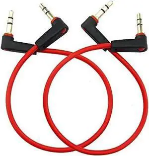 3.5mm Aux Cable 2Pack 8 inch 3-Pole 3.5mm Male Right Angle Stereo Audio Cable Headset Extension Cord for Beats Dr. Dre Studio iPhone Double Angled