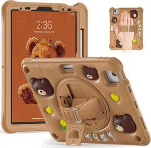 JAENFONG Kids Case for iPad 10th Generation 10.9-inch 2022 Cute 3D Duck Design Multi-Layer Protection, 360° Rotating Kickstand, Shock-Absorbing Corners, Easy Installation for Safe and Fun Use