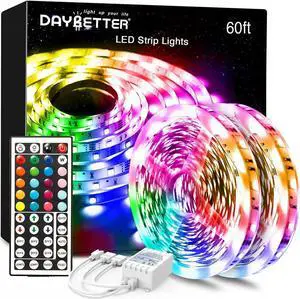 Led Lights Color Changing Led Strip Lights with Remote Controller 60 ft 2 Rolls of 30 ft Led Lighting for Bedroom Home Decoration