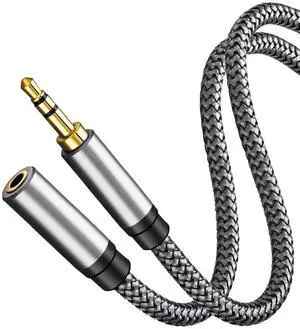 Audio Extension Cable 3Ft Audio Auxiliary Stereo Extension Audio Cable 3.5mm Stereo Jack Male to Female for Phones Headphones Tablets and More (3Ft/1M Silver)