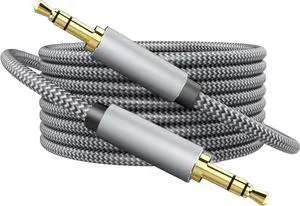 AUX Cord 3.5mm Auxiliary Audio Cable AUX Cable 50ft Nylon Braided Male to Male 3.5mm Audio Cable Compatible for Headphones iPods iPhones iPads Home/Car Stereos and More