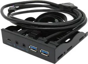 JAENFONG USB3.0 Front Panel Hub, Optical Drive 3.5 Panel Computer Expansion Board 10Gbps with USB3.2, Type C, 2xUSB3.0 and Mic Input and Audio Output Ports for 3.5 Floppy Drive Chassis