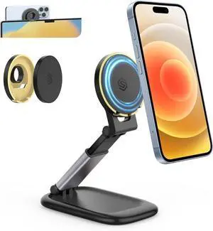 JAENFONG Continuity Camera Mount for MacBook, Foldable iPhone Webcam Mount, Magnetic Phone Holder Compatible with iPhone 16/15/14/13/12 Series,MacBook OS Ventura,Facetime- Black