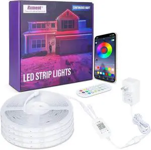100ft IP68 Outdoor Led Strip Lights Waterproof with RF Remote & Bluetooth Music Sync App Control Long Color Changing LED Rope Lights 5050 RGB Super Bright Outside Led Lights 24V