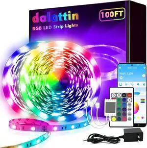 100ft LED Strip Lights (2 Rolls x 50ft) Bluetooth+IR RGB Color Changing LED Lighting Smart APP Music Sync for Bedroom Room Party Festival Home Decor