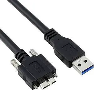 JAENFONG 3M USB to Micro USB Cable with Mount Panel Screw USB 3.0 A Type Cable Male to Micro USB 3.0 B Male Cable for Hard Disk Mobile Phone