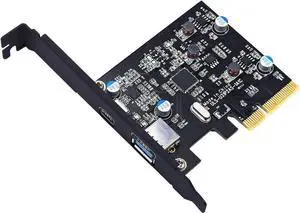 JAENFONG TOTOVIN PCI-E PCI Express to USB 3.1 Gen 2 (10 Gbps) Type A+Type C Expansion Card Asmedia Chipset for Windows 7/8/8.1/10/Linux Kernel (Type A+Type C)