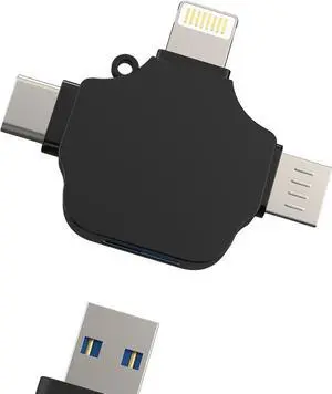 USB to Lightning Micro USB Type C(3in1) OTG Adapter Compatible for LG iPhone15 14 13 12 Pro Max Plus iPad Air Mini Camera Card Reader Keyboard Mouse Flash Drive Android Accessories