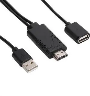 2 in 1 1080P USB Female to HDMI Male HDTV Adapter Cable Cord for iPhone Android USB Female to HDMI Male HDTV Adapter 1080P HD USB to HDMI Digital AV Adapter Cable Mrisatafm821qt5co