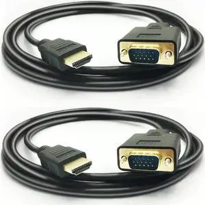 HDMI to VGA Cable 1080P HDMI Male to VGA Male M/M Video Converter Cord vga Adapter Compatible with hdmi Desktop Laptop DVD to 15 Pin D-SUB HDTV Monitor Projector (2Pack)