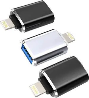 iPhone OTG Adapter Lightning Male to USB Female Dongle Converter(3Pack)for 14 13 12 11 Pro Max Xr X Xs Se 7 8Plus iPad Air Camera Card Reader USB Flash Drive Mouse Keyboard Hub MIDI U Disk Piano
