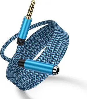 Headphone Extension Cable 6FT 3.5mm Extension Audio Cable Male to Female Aux Adapter Hi-Fi Sound Stereo Extender TRRS Braided Aux Cord for Headset iPhone iPad Pixel Smartphones Media Players