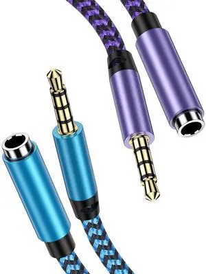 Headset Extension Cable 2Pack 6FT 4 Pole TRRS 3.5mm Aux Jack Audio Extension Cable Male to Female Aux Adapter Cord Extender for Headphones Smartphones Home/Car Stereos Speaker iPhone iPad iPod